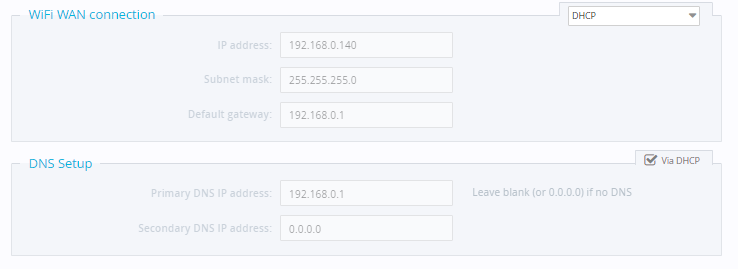 Internet wizard - Wifi Configuration