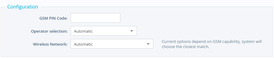 Connection Modem - Configuration