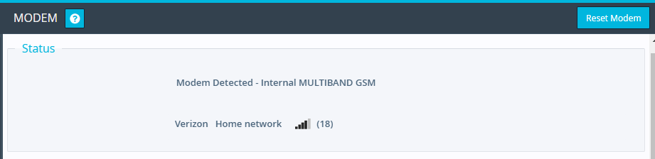 Connection Modem - Status