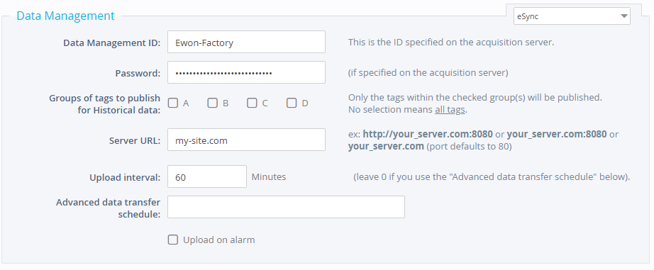 Data Management for Ewon device