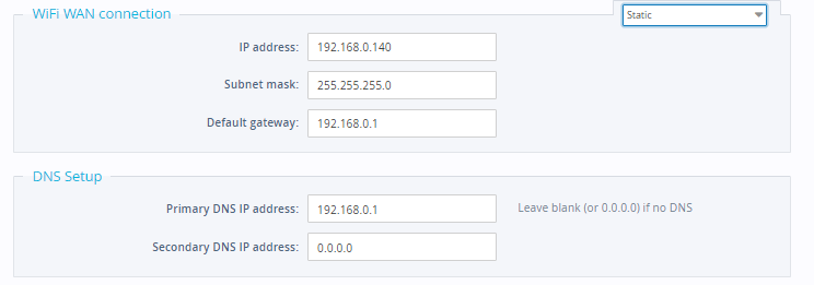 Internet wizard - Wifi Configuration