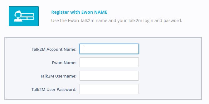 Talk2M registration method: Ewon name